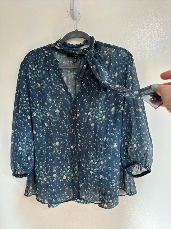 White House Black Market Tops - White House Black Market Teal Floral Sheer Blouse & Matching Tank, Large